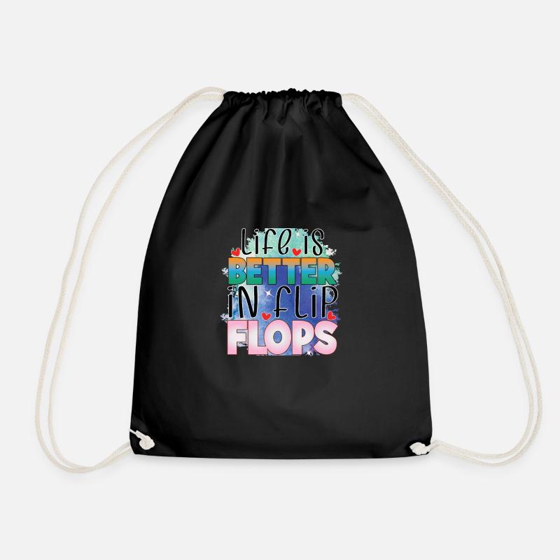 Life is Better in Flip Flops - Drawstring Bag - black