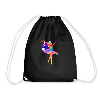 Ballet Dance Class Gift Dance Dancer Ballerina - Drawstring Bag - black - Front