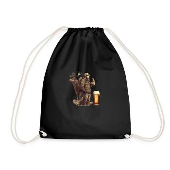 Rencontre sauvage : Chasseur de bière et cerf - Sac de sport léger - noir - Devant