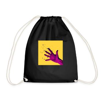 Yellow Hand - Drawstring Bag - black - Front