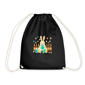 Beer Easter Easter Bunny with Easter Eggs - Drawstring Bag - black - Front