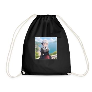 Mädchen im Kleid am See - Turnbeutel - Schwarz - Vorne