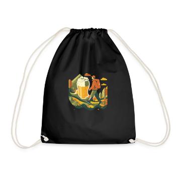 Hike in nature with destination: beer - Drawstring Bag - black - Front