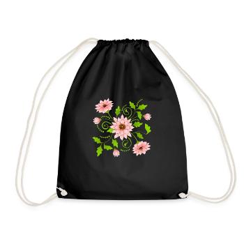 Flowers - Drawstring Bag - black - Front