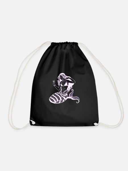 Sirene Mythische Retro Meer Meerjungfrau Prinzessin Neon - Turnbeutel - Schwarz