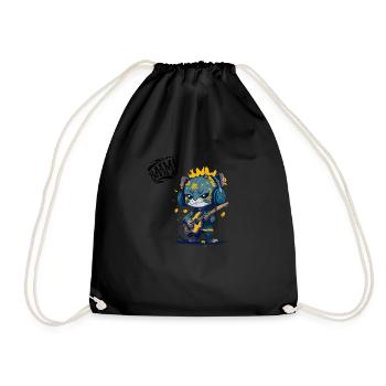 Power Cat - Drawstring Bag - black - Front