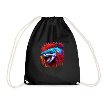 Blood shark - Drawstring Bag - black - Front