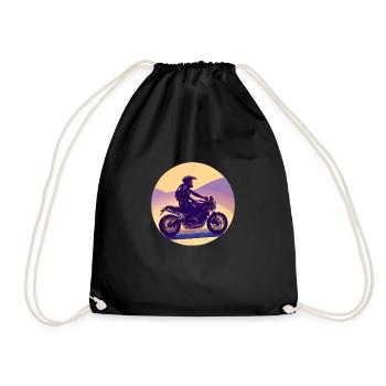 Motorcycle Motorcyclist Motorcross Motorcycle Fan - Drawstring Bag - black - Front