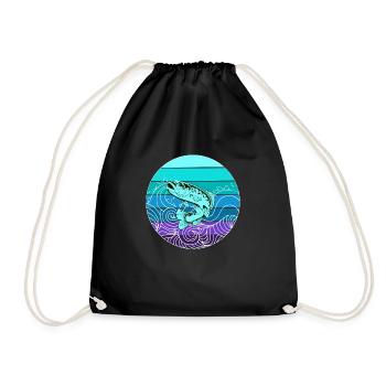 Spring fish - Drawstring Bag - black - Front