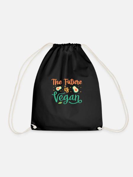 The future is vegan - Drawstring Bag - black