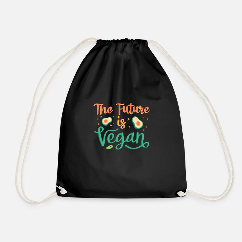 The future is vegan - Drawstring Bag - black