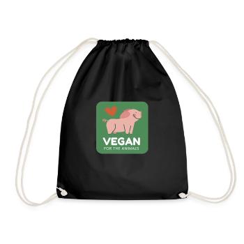 Vegan for animals - Drawstring Bag - black - Front