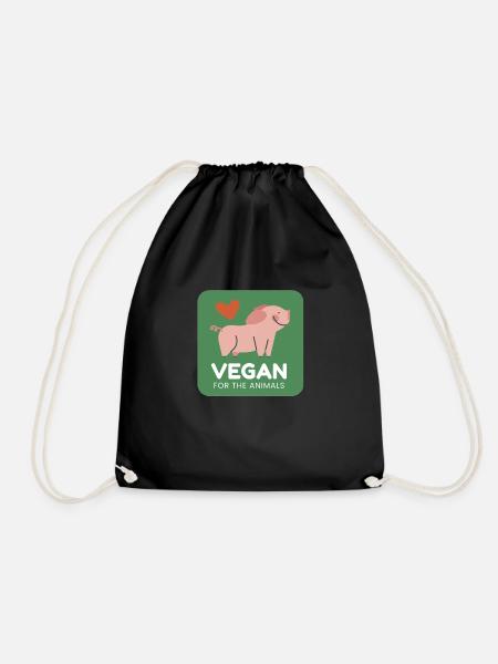 Vegan for animals - Drawstring Bag - black