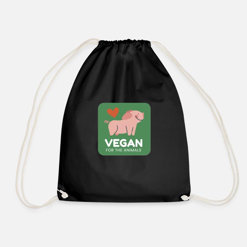 Vegan for animals - Drawstring Bag - black