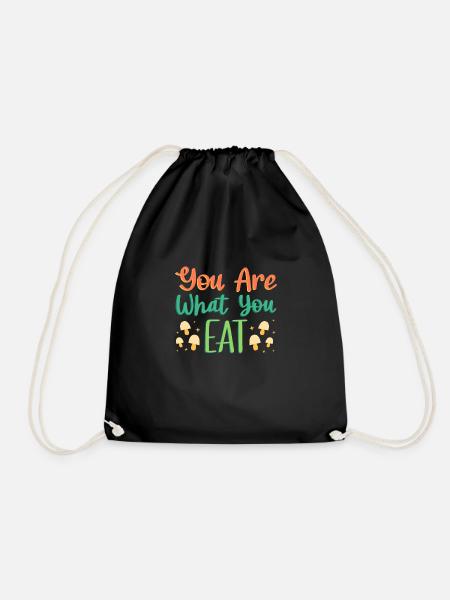 You are what you eat vegan - Drawstring Bag - black