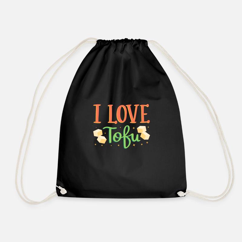 I love tofu - Drawstring Bag - black