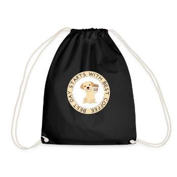 Cute Labrador Retriever with coffee - Turnbeutel - Schwarz - Vorne