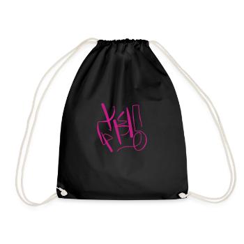 Abstract pink t-shirt - Drawstring Bag - black - Front