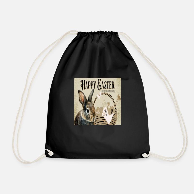 Happy Easter - Drawstring Bag - black