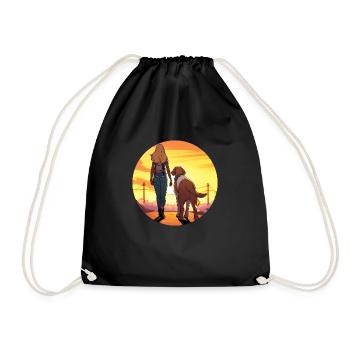 Femme blonde avec chien dans le parc - Sac de sport léger - noir - Devant