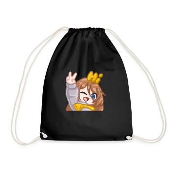 PillowG1rl Emote mit Hi und Peace-Zeichen - Turnbeutel - Schwarz - Vorne