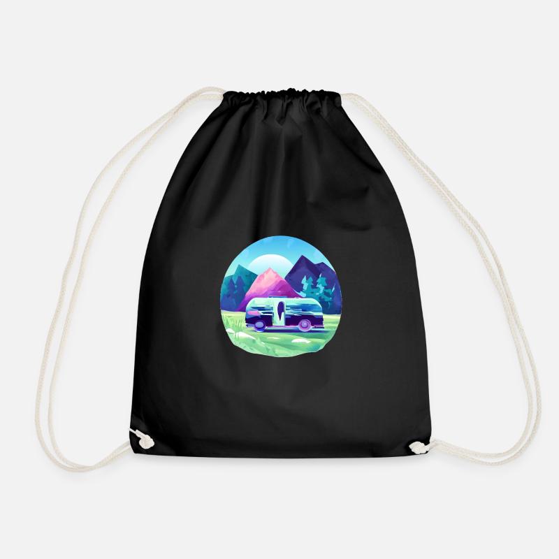 Camping Camp Zelten Wohnmobil Geschenk Wohnwagen - Turnbeutel - Schwarz