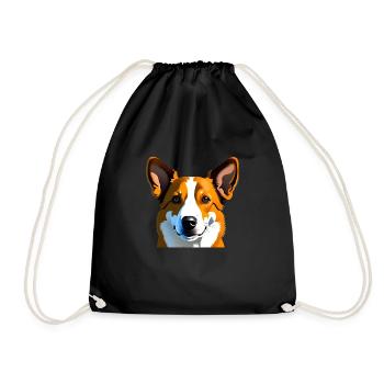 Realistic drawing of light brown dog - Drawstring Bag - black - Front