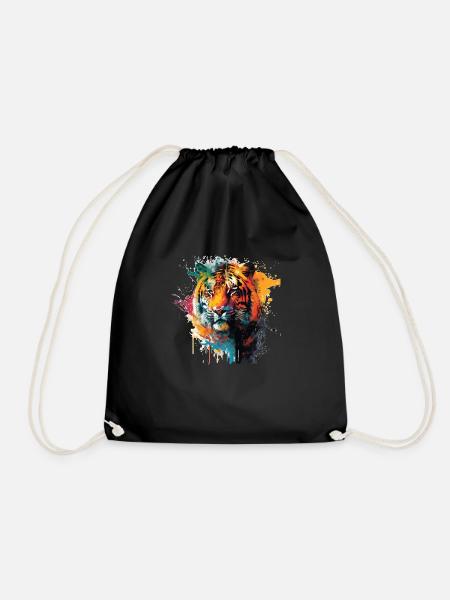 Tigerkopf Geschenk - Turnbeutel - Schwarz