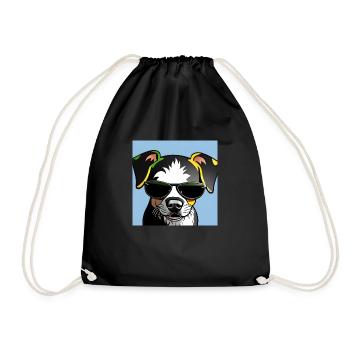 Bunter Hund mit Sonnenbrille - Turnbeutel - Schwarz - Vorne