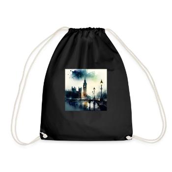 London Scenery Big Ben Aquarell - Drawstring Bag - black - Front