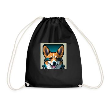 Astronauten-Corgi - Turnbeutel - Schwarz - Vorne