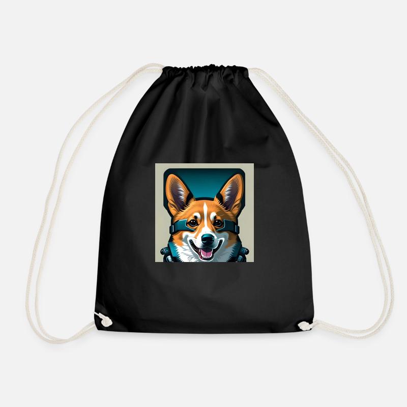 Astronauten-Corgi - Turnbeutel - Schwarz
