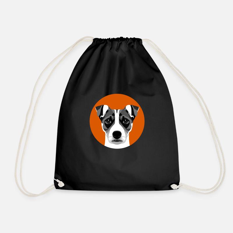 Jack Russel Terrier orange circle - Drawstring Bag - black