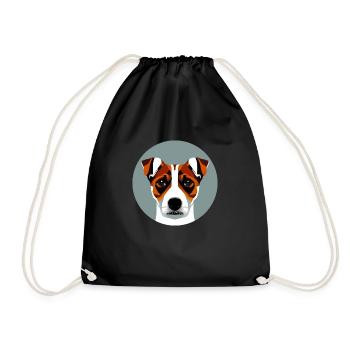 Jack Russel Terrier farbig Kreis Grafik - Turnbeutel - Schwarz - Vorne
