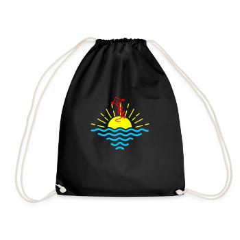 Sunset kite - Drawstring Bag - black - Front