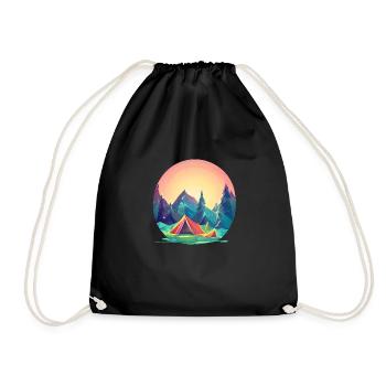 Camping Geschenk Zelten Wohnmobil Wohnwagen Camp - Turnbeutel - Schwarz - Vorne