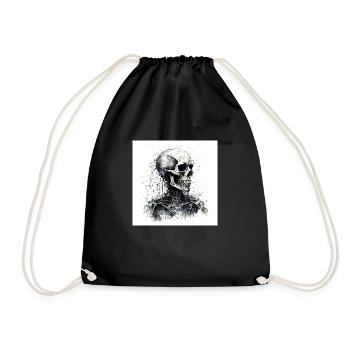 Crâne effrayant crâne dans le style goth et emo - Sac de sport léger - noir - Devant
