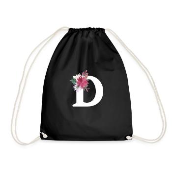 Floral Letter - Drawstring Bag - black - Front