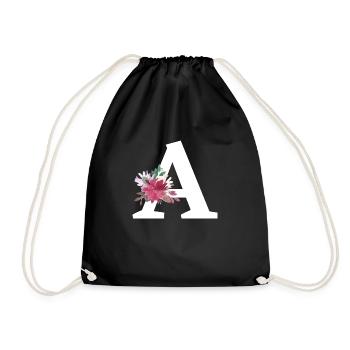 Floral Letter - Drawstring Bag - black - Front