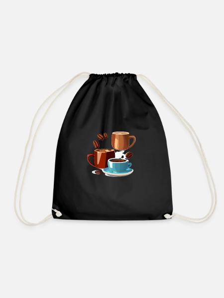 Kaffee Coffee Tasse Koffein Geschenk Kaffeebohne - Turnbeutel - Schwarz