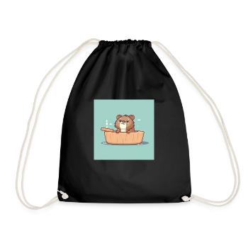 Cute beaver in the bathtub - Drawstring Bag - black - Front