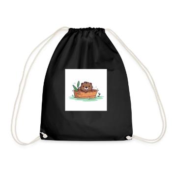 Cute beaver in the bathtub - Drawstring Bag - black - Front