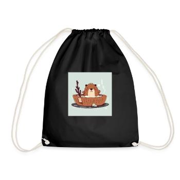 Cute beaver in the bathtub - Drawstring Bag - black - Front