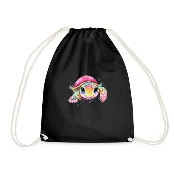Baby Turtle - Drawstring Bag - black - Front