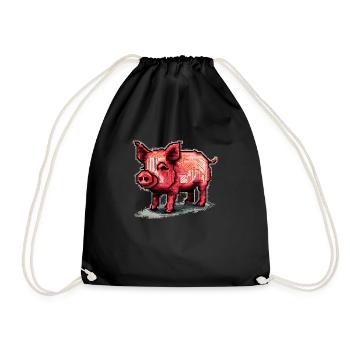 Sale un cochon rétro 8 bits fait de pixels - Sac de sport léger - noir - Devant