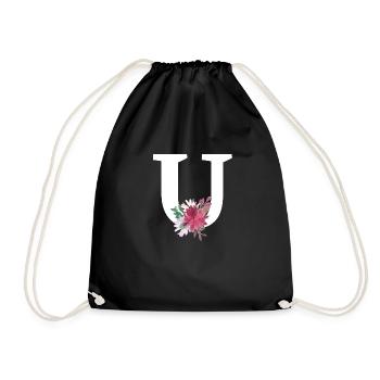 Lettre u floral - Sac de sport léger - noir - Devant