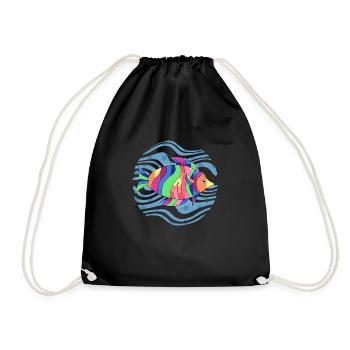 Fisch - Turnbeutel - Schwarz - Vorne