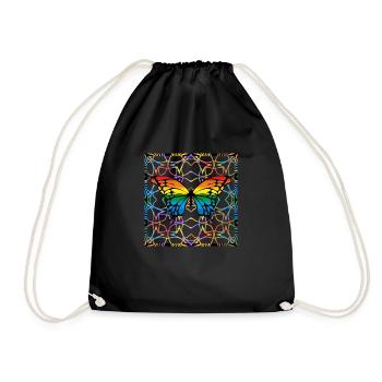 butterfly - Drawstring Bag - black - Front
