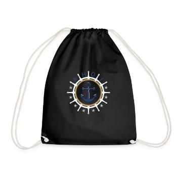 Ahoy Steering Wheel Anchor Starfish - Drawstring Bag - black - Front