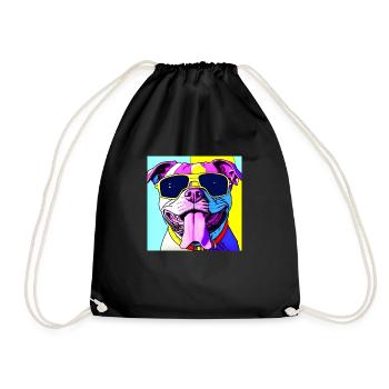Dog with glasses - Drawstring Bag - black - Front